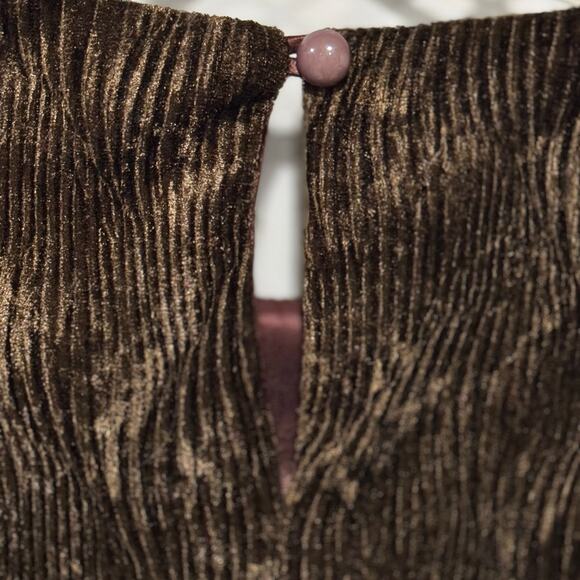 CitiDress Vtg Crinkle Velvet Tunic Top Chocolate Brown Velvet Size 10 Pullover - Picture 5 of 11